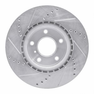 Infiniti G35 Brake Rotor (1) - Front Right - R1 Concepts - Drilled & Slotted - Silver - `03-`05